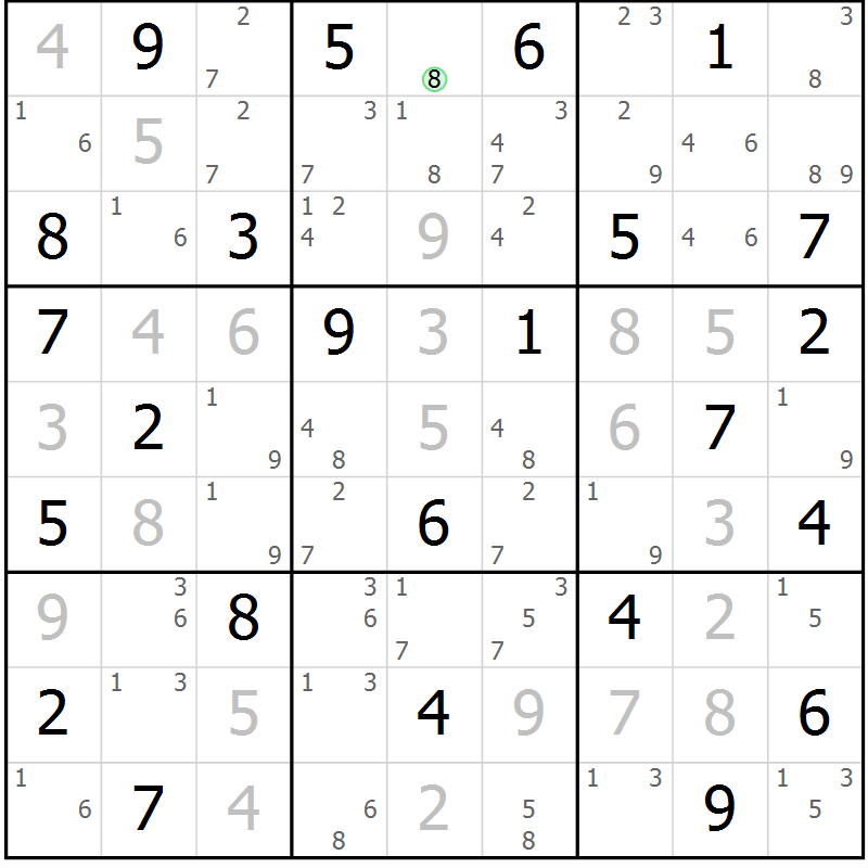 Position des candidats pour la solution de la Gr 66 page 69 du magazine de sudoku Maestro n° 102