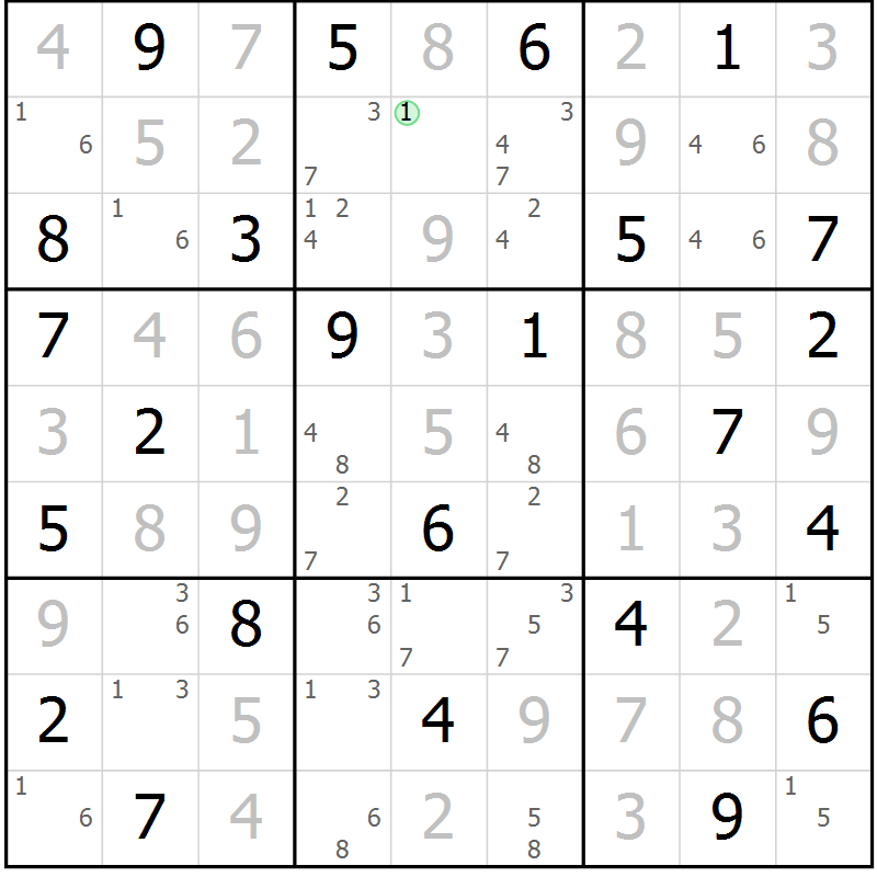 Position des candidats pour la solution de la Gr 66 page 69 du magazine de sudoku Maestro n° 102
