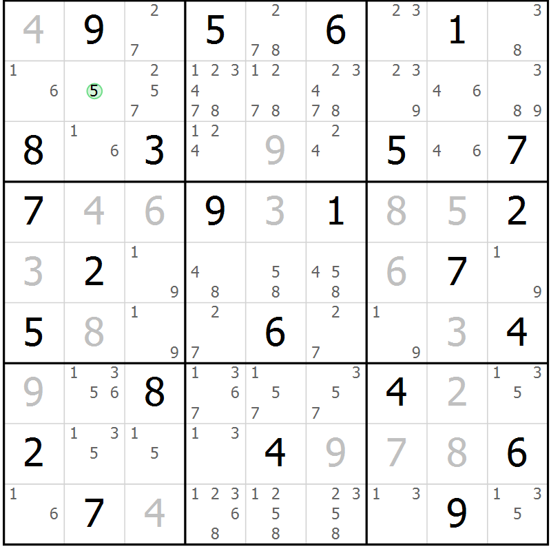 Position des candidats pour la solution de la Gr 66 page 69 du magazine de sudoku Maestro n° 102