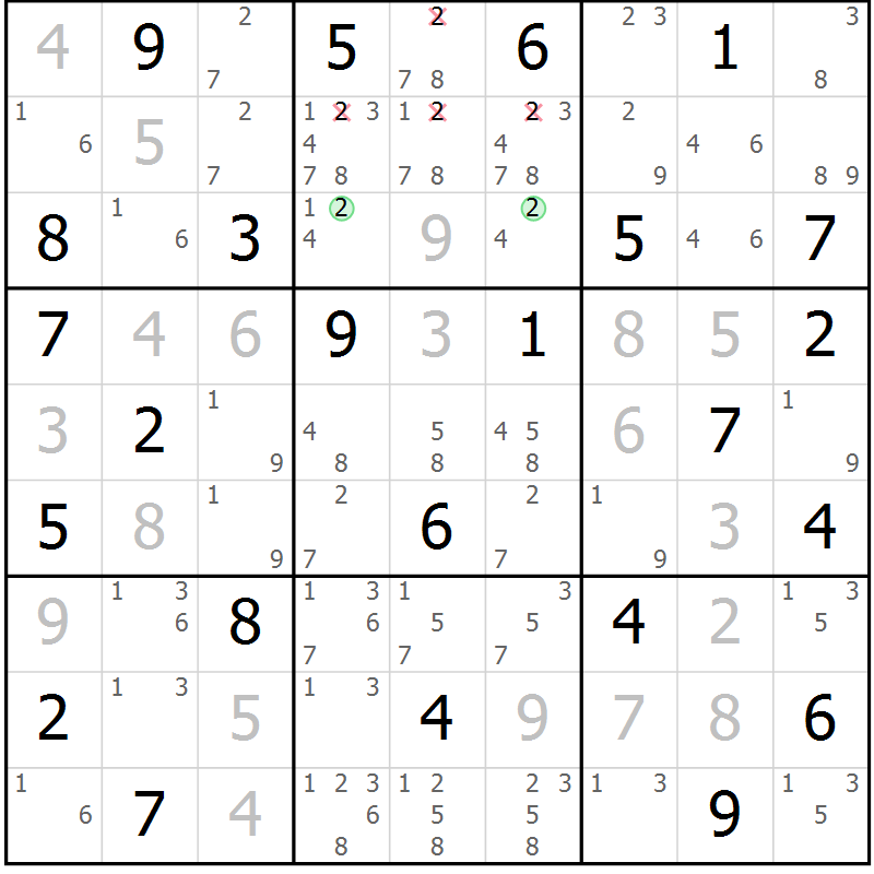 Position des candidats pour la solution de la Gr 66 page 69 du magazine de sudoku Maestro n° 102