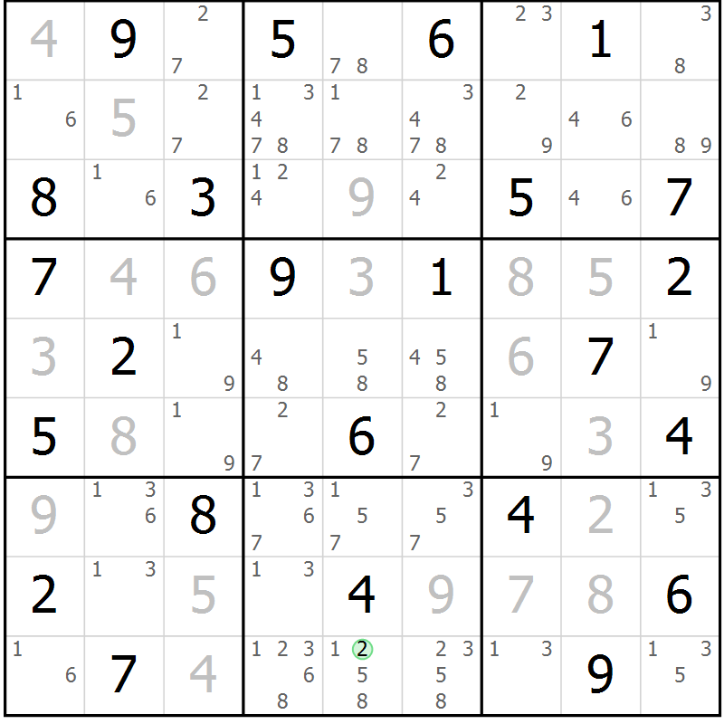 Position des candidats pour la solution de la Gr 66 page 69 du magazine de sudoku Maestro n° 102