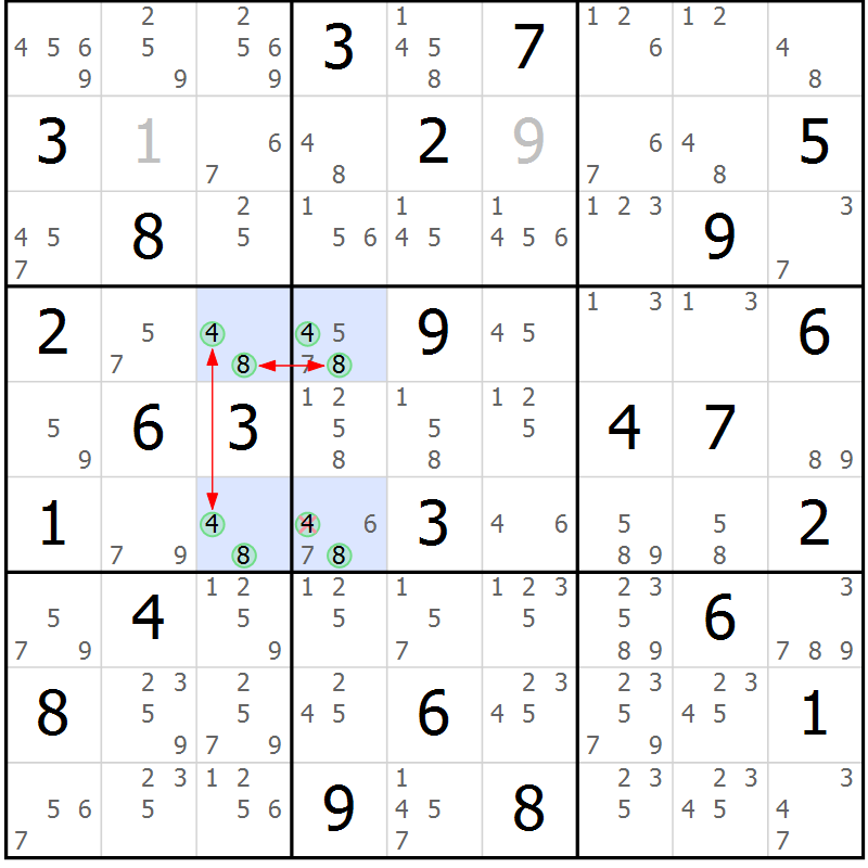 Position des candidats pour la solution de la Gr 68 page 71 du magazine de sudoku Maestro n° 102