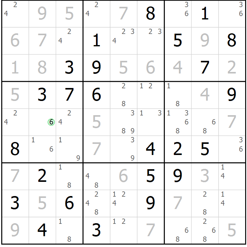 Position des candidats pour la solution de la Gr 7 page 10 du magazine de sudoku Maestro n° 102