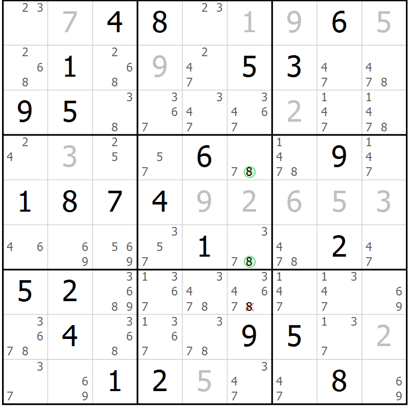 Position des candidats pour la solution de la Gr 70 page 73 du magazine de sudoku Maestro n° 102