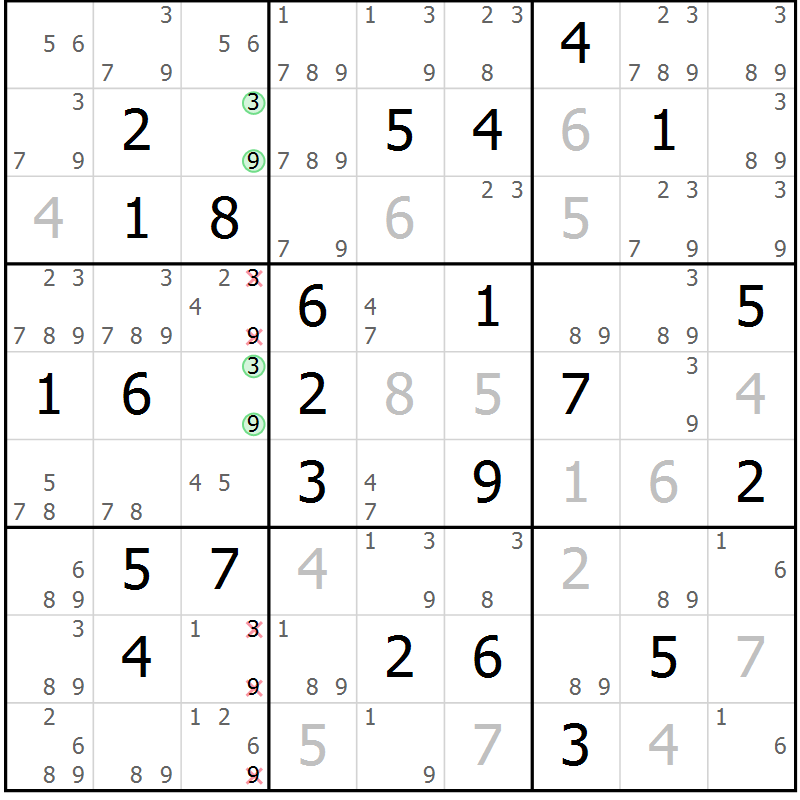 Position des candidats pour la solution de la Gr 71 page 74 du magazine de sudoku Maestro n° 102