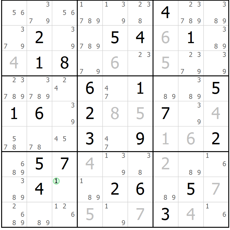 Position des candidats pour la solution de la Gr 71 page 74 du magazine de sudoku Maestro n° 102