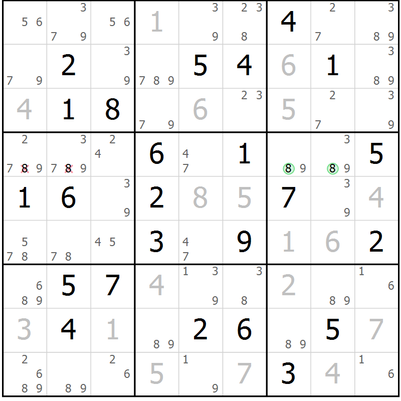 Position des candidats pour la solution de la Gr 71 page 74 du magazine de sudoku Maestro n° 102
