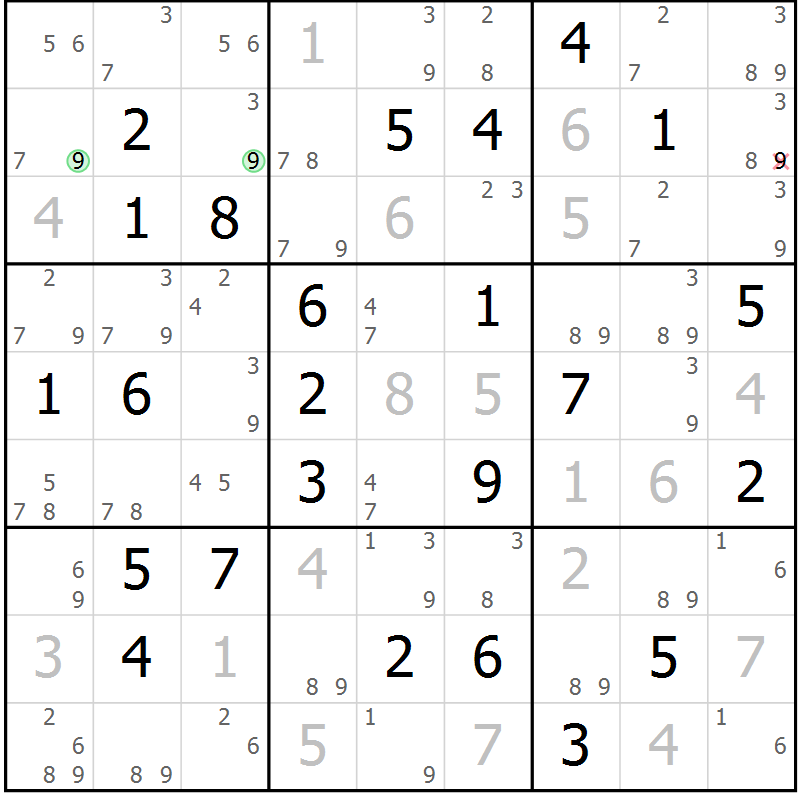 Position des candidats pour la solution de la Gr 71 page 74 du magazine de sudoku Maestro n° 102