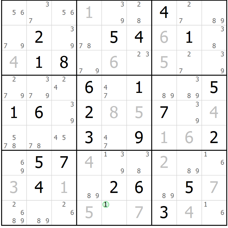 Position des candidats pour la solution de la Gr 71 page 74 du magazine de sudoku Maestro n° 102