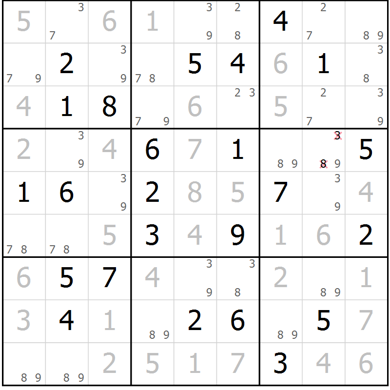 Position des candidats pour la solution de la Gr 71 page 74 du magazine de sudoku Maestro n° 102