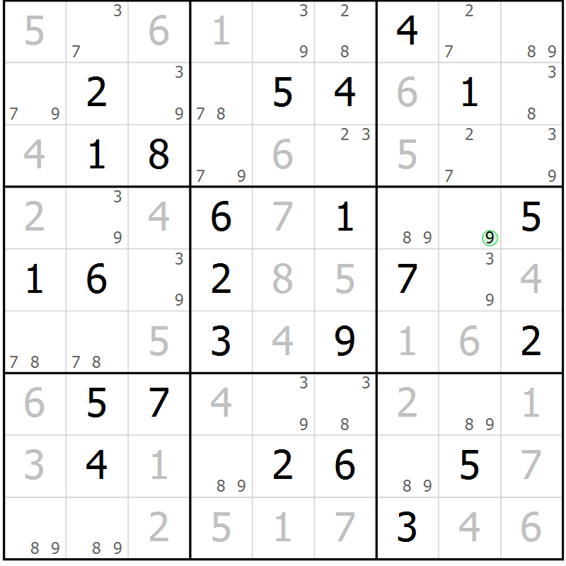 Position des candidats pour la solution de la Gr 71 page 74 du magazine de sudoku Maestro n° 102