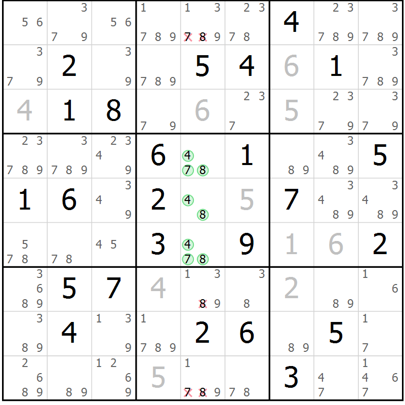 Position des candidats pour la solution de la Gr 71 page 74 du magazine de sudoku Maestro n° 102