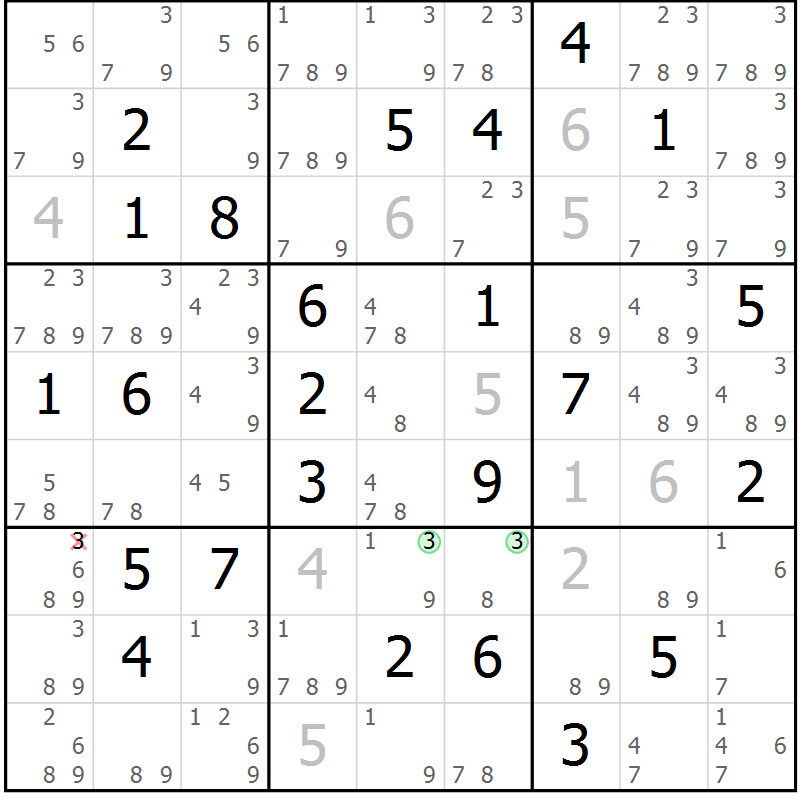 Position des candidats pour la solution de la Gr 71 page 74 du magazine de sudoku Maestro n° 102
