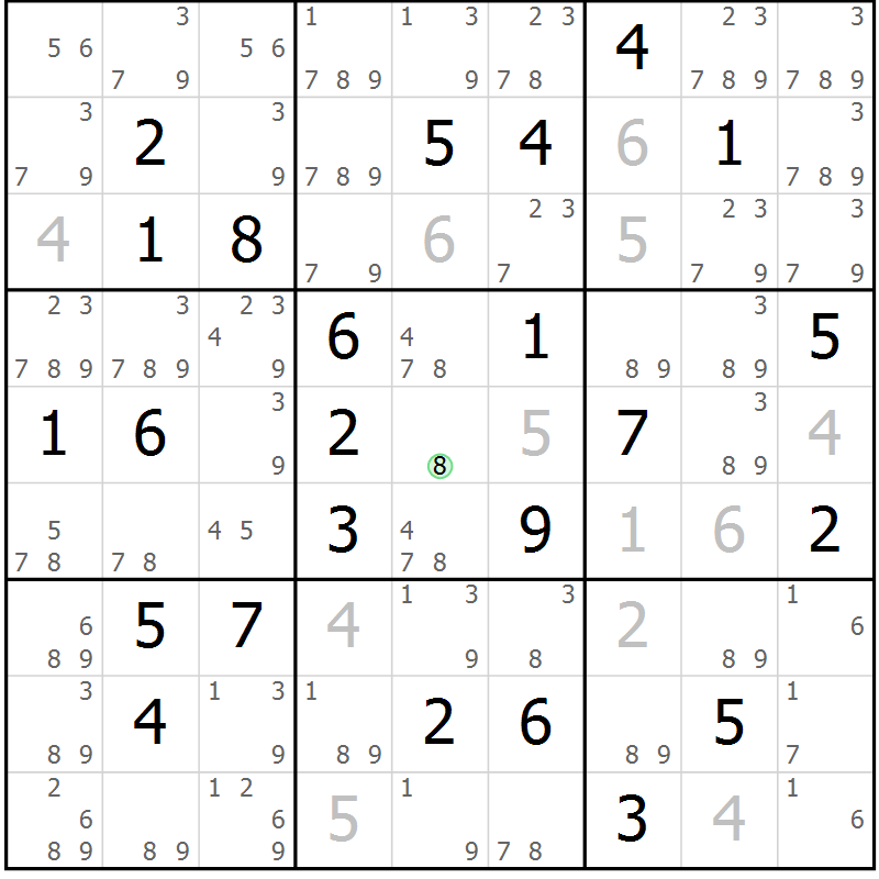 Position des candidats pour la solution de la Gr 71 page 74 du magazine de sudoku Maestro n° 102