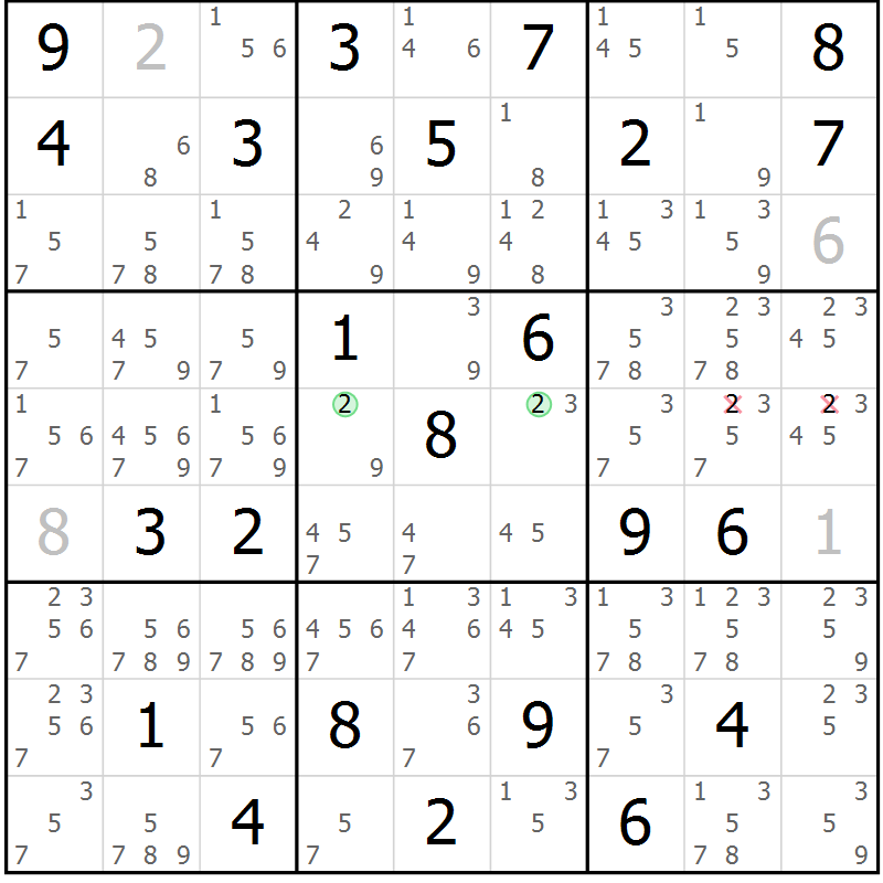 Position des candidats pour la solution de la Gr 75 page 78 du magazine de sudoku Maestro n° 102