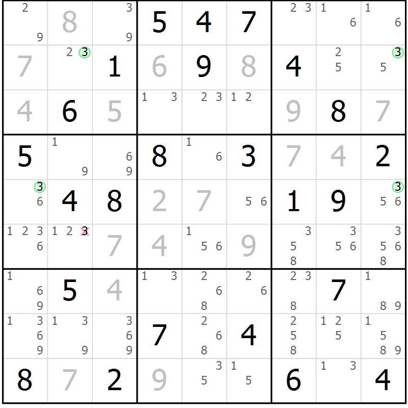 Position des candidats pour la solution de la Gr 76 page 79 du magazine de sudoku Maestro n° 102