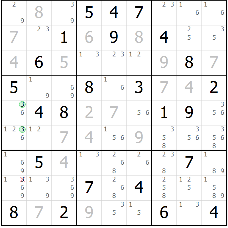 Position des candidats pour la solution de la Gr 76 page 79 du magazine de sudoku Maestro n° 102