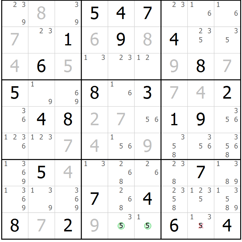 Position des candidats pour la solution de la Gr 76 page 79 du magazine de sudoku Maestro n° 102