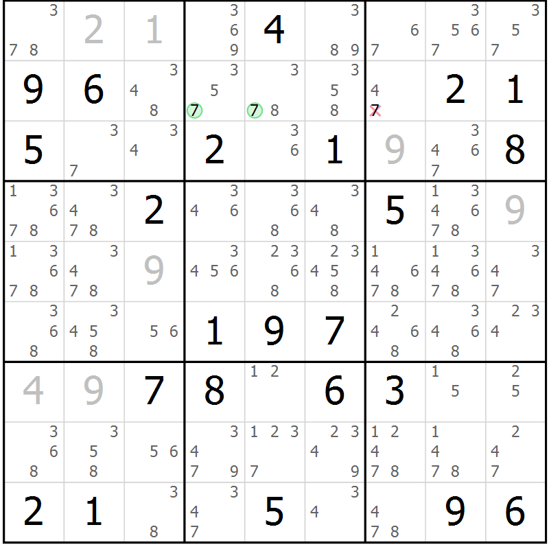 Position des candidats pour la solution de la Gr 81 page 84 du magazine de sudoku Maestro n° 102