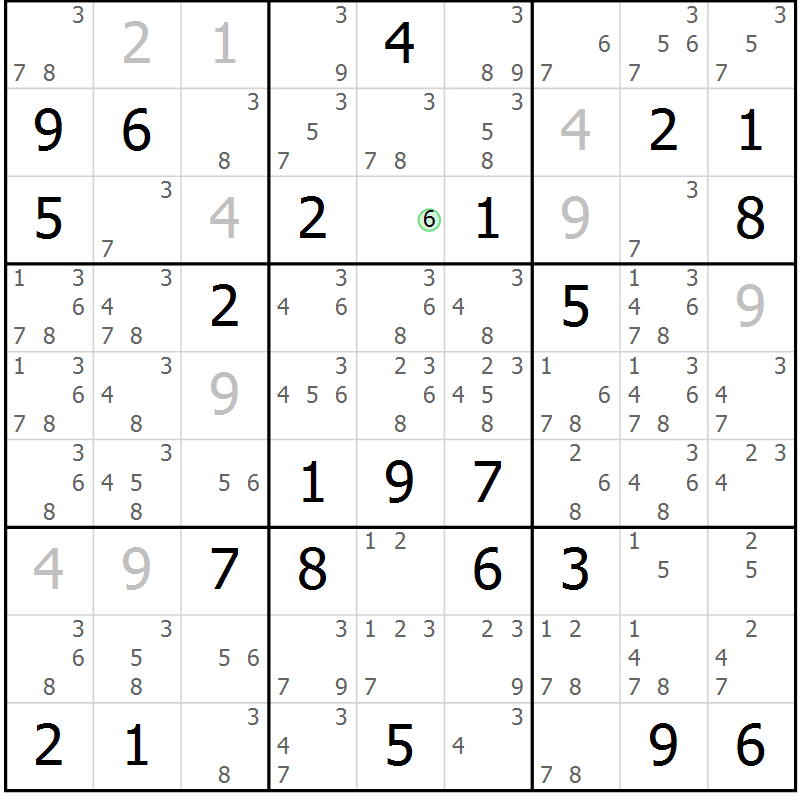 Position des candidats pour la solution de la Gr 81 page 84 du magazine de sudoku Maestro n° 102