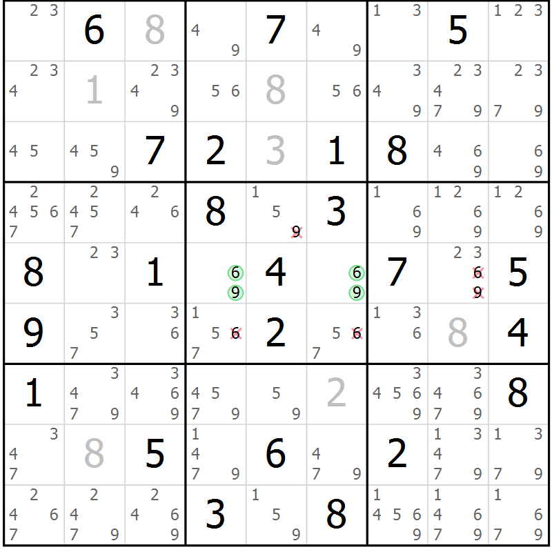 Position des candidats pour la solution de la Gr 83 page 86 du magazine de sudoku Maestro n° 102