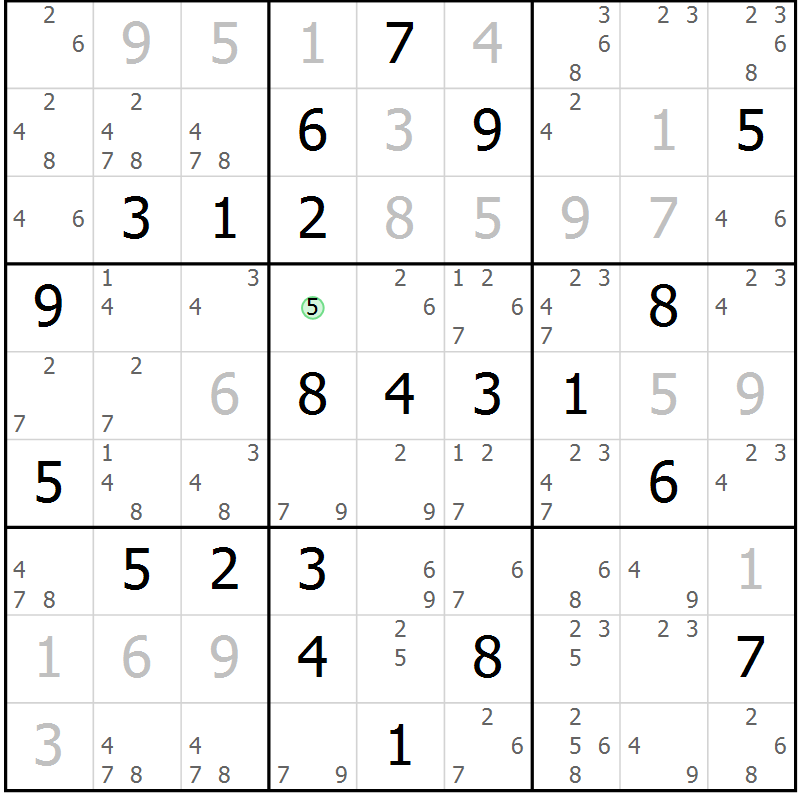 Position des candidats pour la solution de la Gr 9 page 12 du magazine de sudoku Maestro n° 102