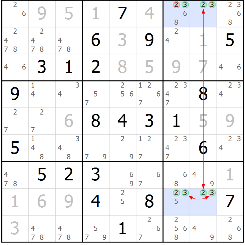 Position des candidats pour la solution de la Gr 9 page 12 du magazine de sudoku Maestro n° 102