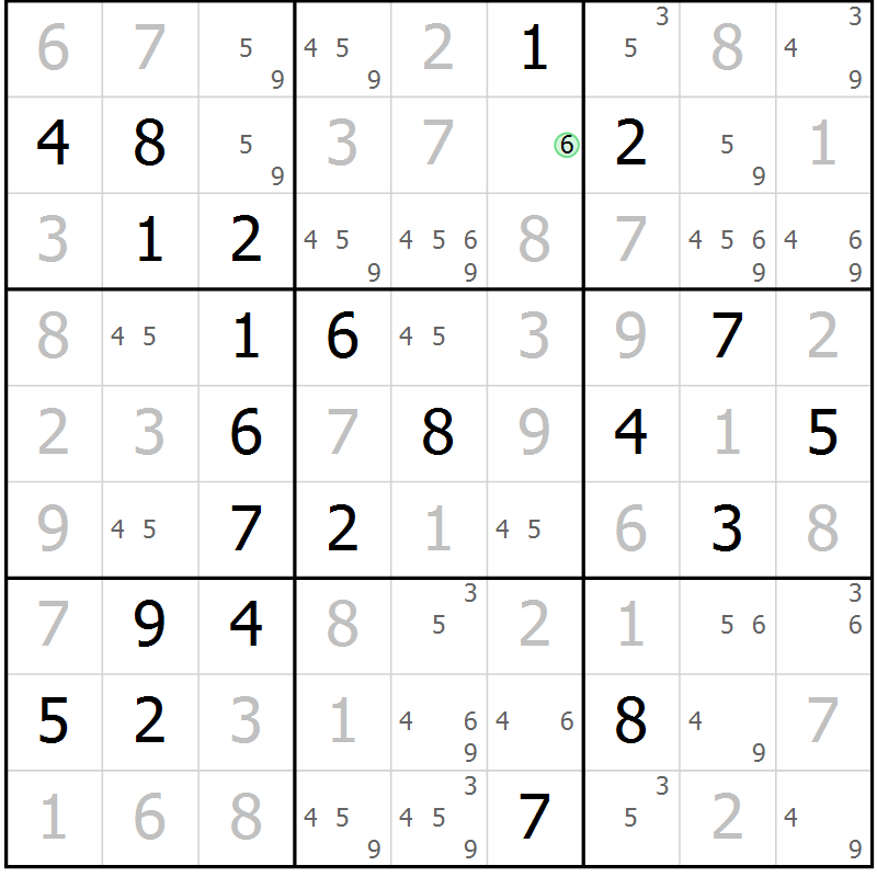 Position des candidats pour la solution de la Gr 1 page 4 du magazine de sudoku Maestro n° 103