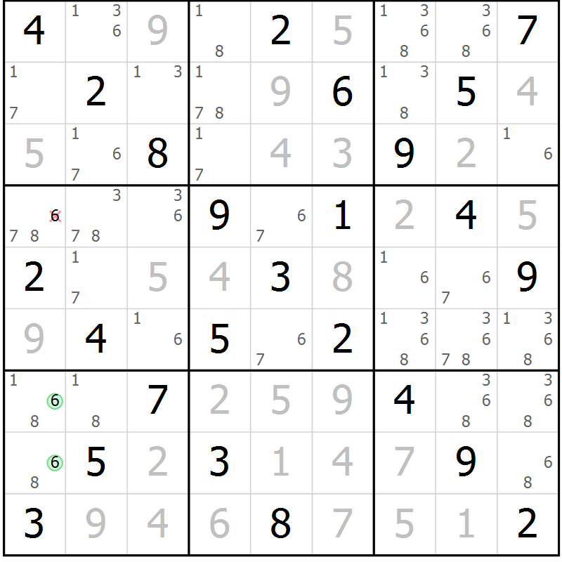 Position des candidats pour la solution de la Gr 10 page 13 du magazine de sudoku Maestro n° 103