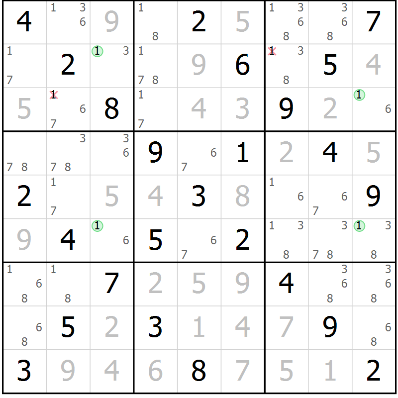 Position des candidats pour la solution de la Gr 10 page 13 du magazine de sudoku Maestro n° 103