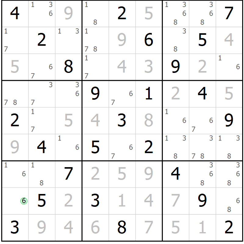 Position des candidats pour la solution de la Gr 10 page 13 du magazine de sudoku Maestro n° 103