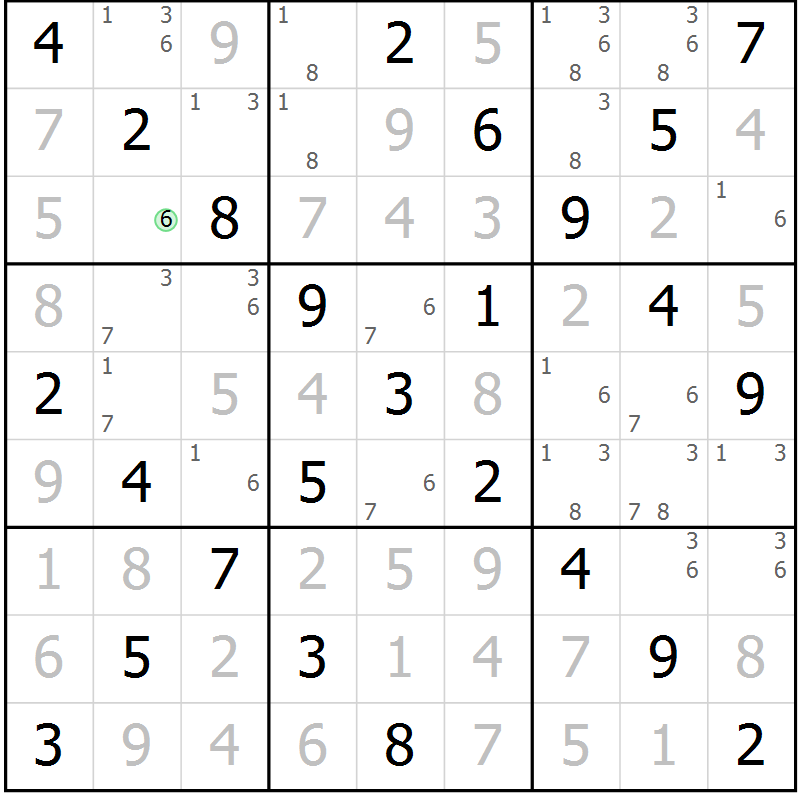 Position des candidats pour la solution de la Gr 10 page 13 du magazine de sudoku Maestro n° 103