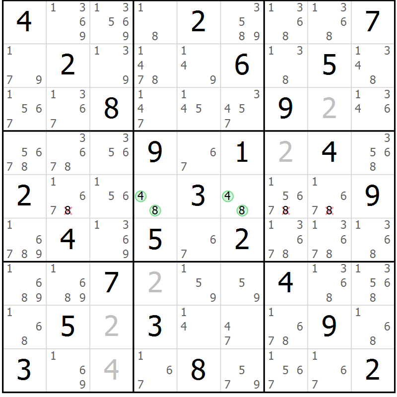 Position des candidats pour la solution de la Gr 10 page 13 du magazine de sudoku Maestro n° 103