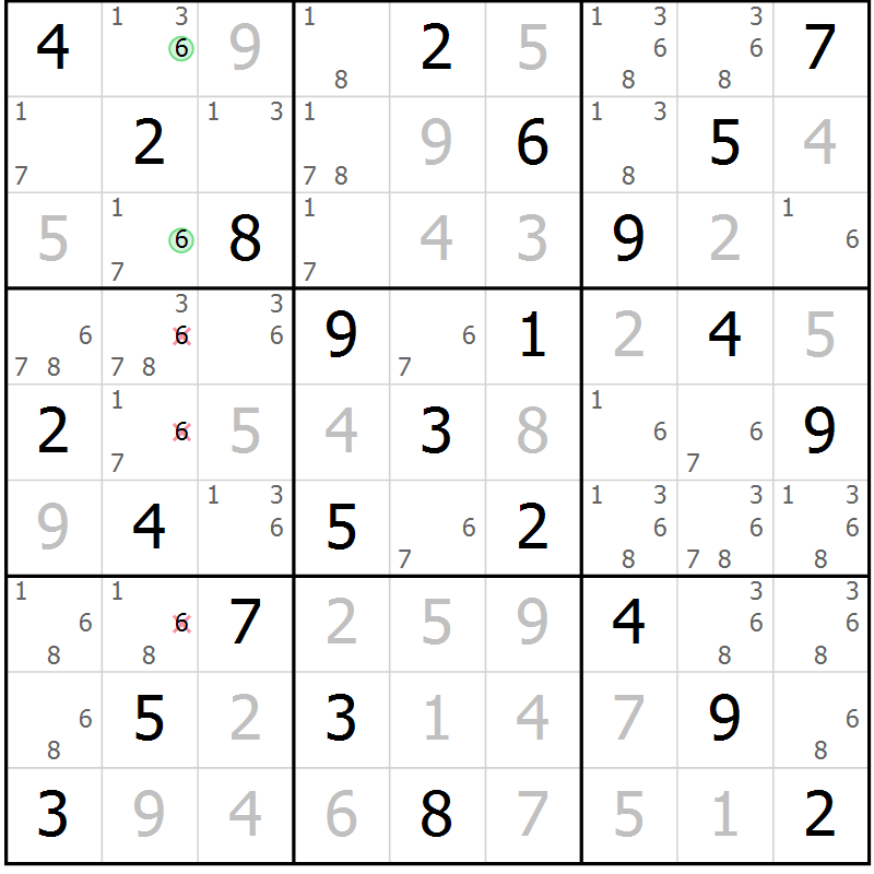 Position des candidats pour la solution de la Gr 10 page 13 du magazine de sudoku Maestro n° 103