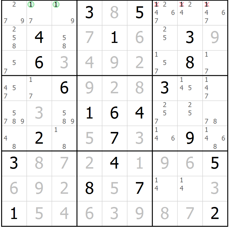 Position des candidats pour la solution de la Gr 12 page 15 du magazine de sudoku Maestro n° 103