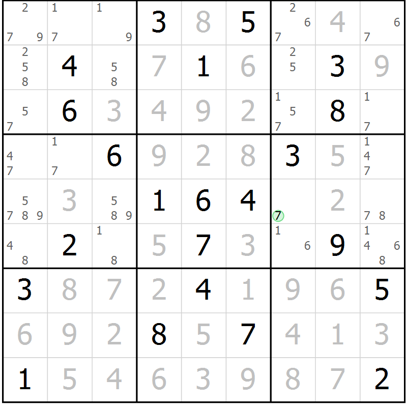 Position des candidats pour la solution de la Gr 12 page 15 du magazine de sudoku Maestro n° 103
