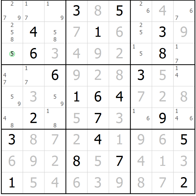 Position des candidats pour la solution de la Gr 12 page 15 du magazine de sudoku Maestro n° 103