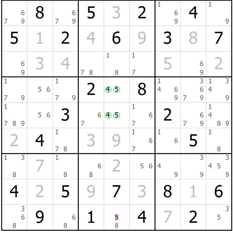 Position des candidats pour la solution de la Gr 13 page 16 du magazine de sudoku Maestro n° 103