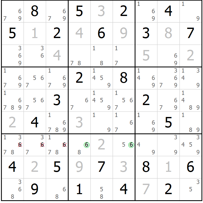 Position des candidats pour la solution de la Gr 13 page 16 du magazine de sudoku Maestro n° 103
