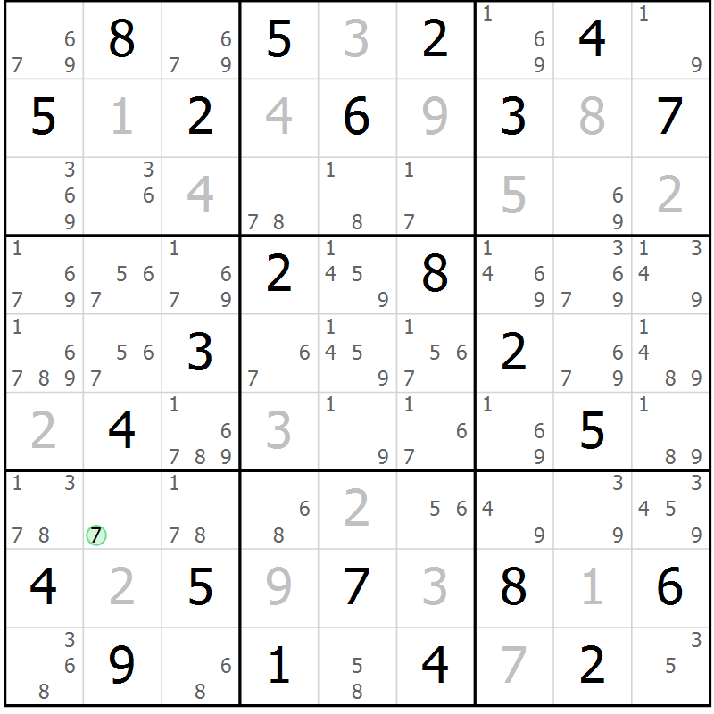 Position des candidats pour la solution de la Gr 13 page 16 du magazine de sudoku Maestro n° 103