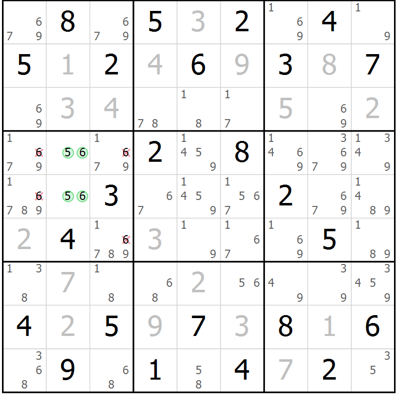 Position des candidats pour la solution de la Gr 13 page 16 du magazine de sudoku Maestro n° 103
