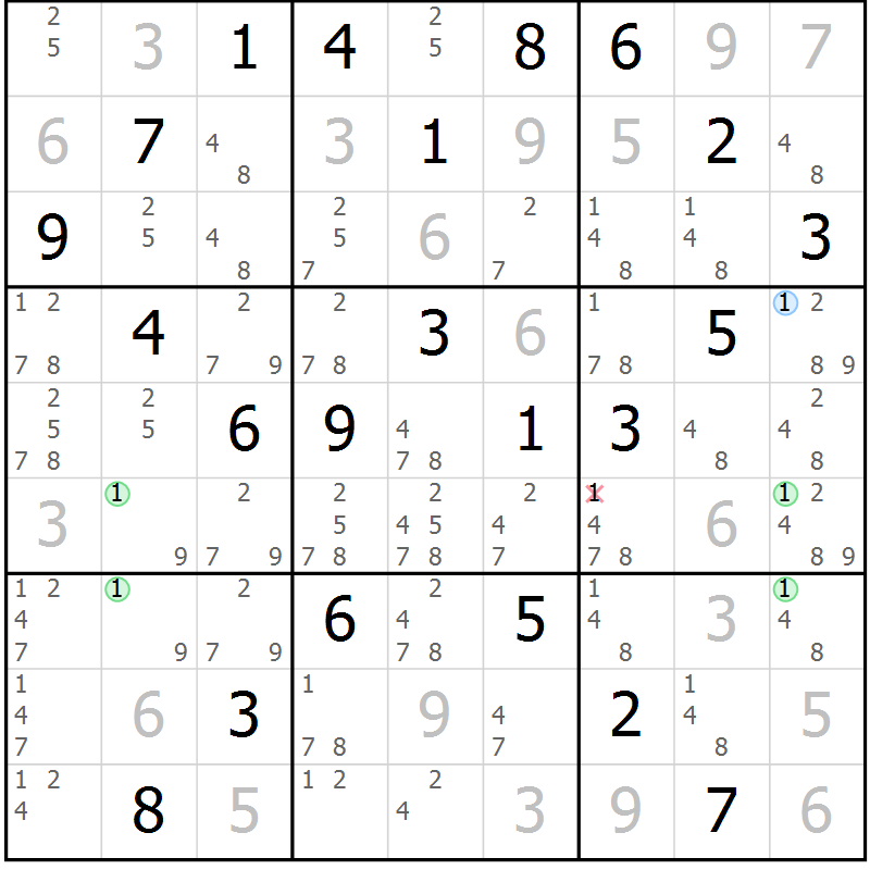Position des candidats pour la solution de la Gr 14 page 17 du magazine de sudoku Maestro n° 103