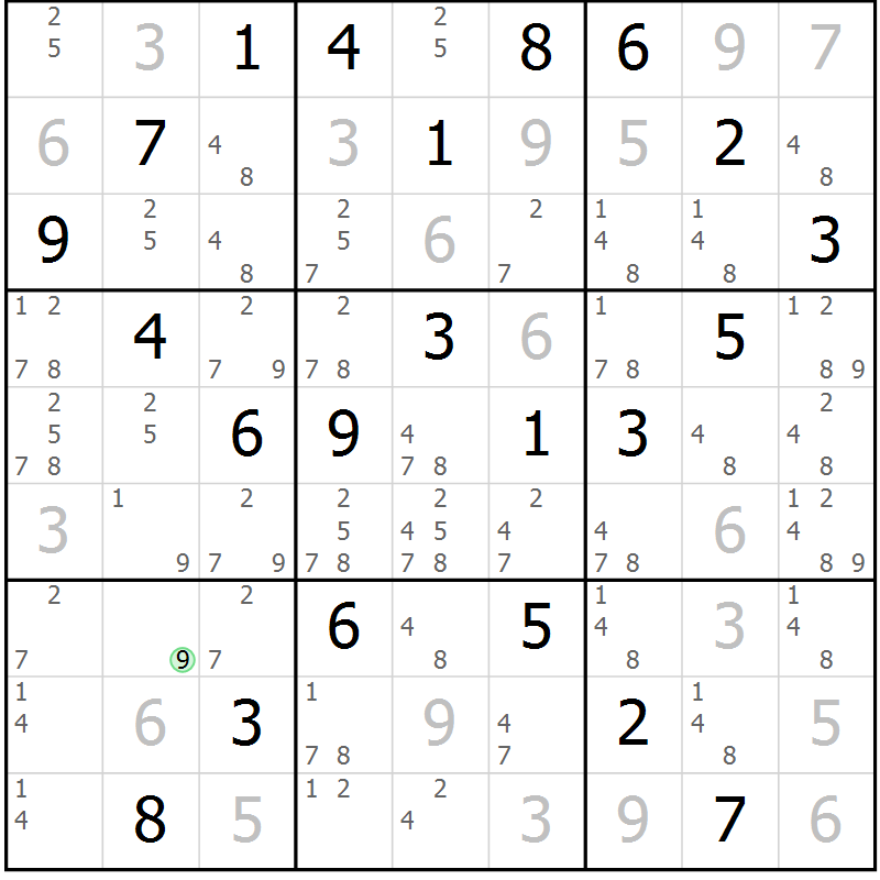 Position des candidats pour la solution de la Gr 14 page 17 du magazine de sudoku Maestro n° 103