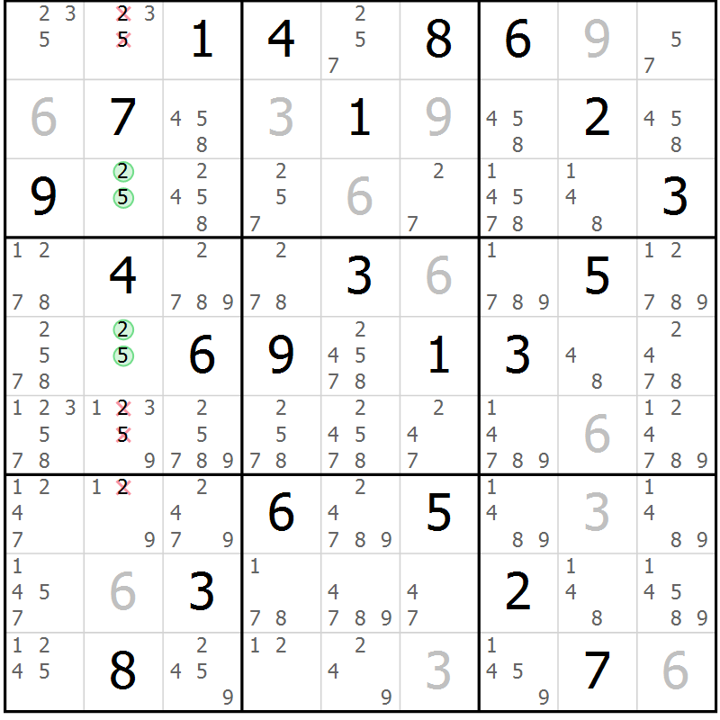 Position des candidats pour la solution de la Gr 14 page 17 du magazine de sudoku Maestro n° 103