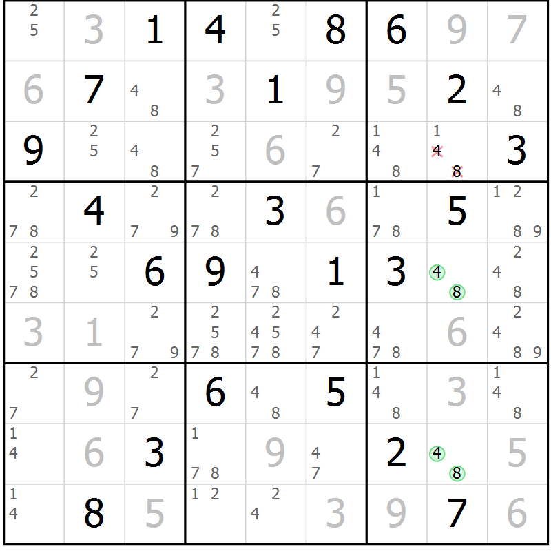 Position des candidats pour la solution de la Gr 14 page 17 du magazine de sudoku Maestro n° 103