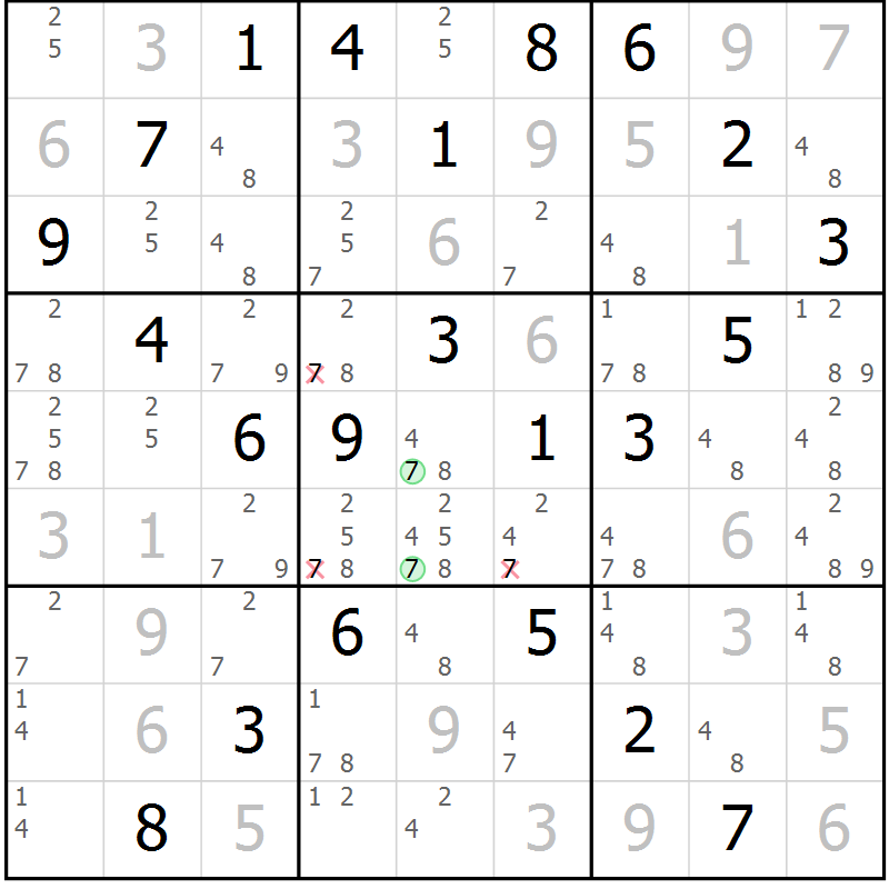 Position des candidats pour la solution de la Gr 14 page 17 du magazine de sudoku Maestro n° 103