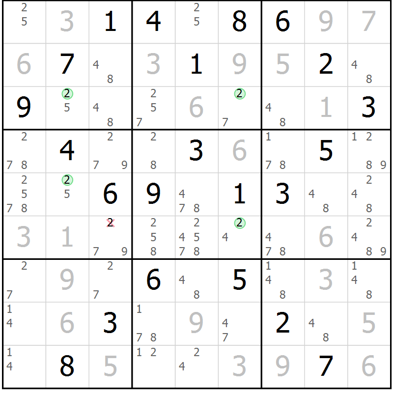 Position des candidats pour la solution de la Gr 14 page 17 du magazine de sudoku Maestro n° 103