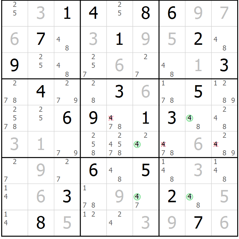 Position des candidats pour la solution de la Gr 14 page 17 du magazine de sudoku Maestro n° 103