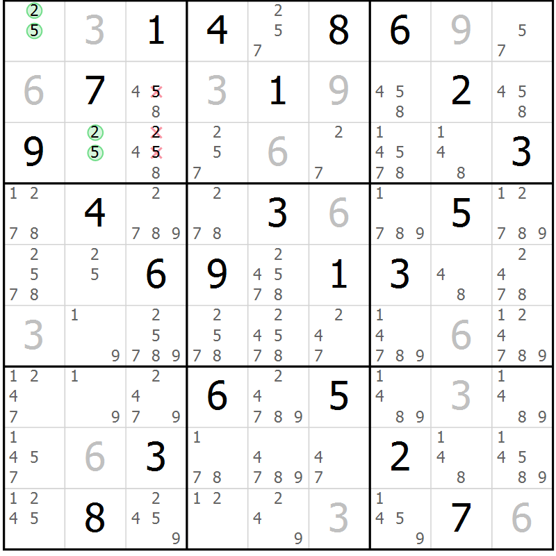 Position des candidats pour la solution de la Gr 14 page 17 du magazine de sudoku Maestro n° 103