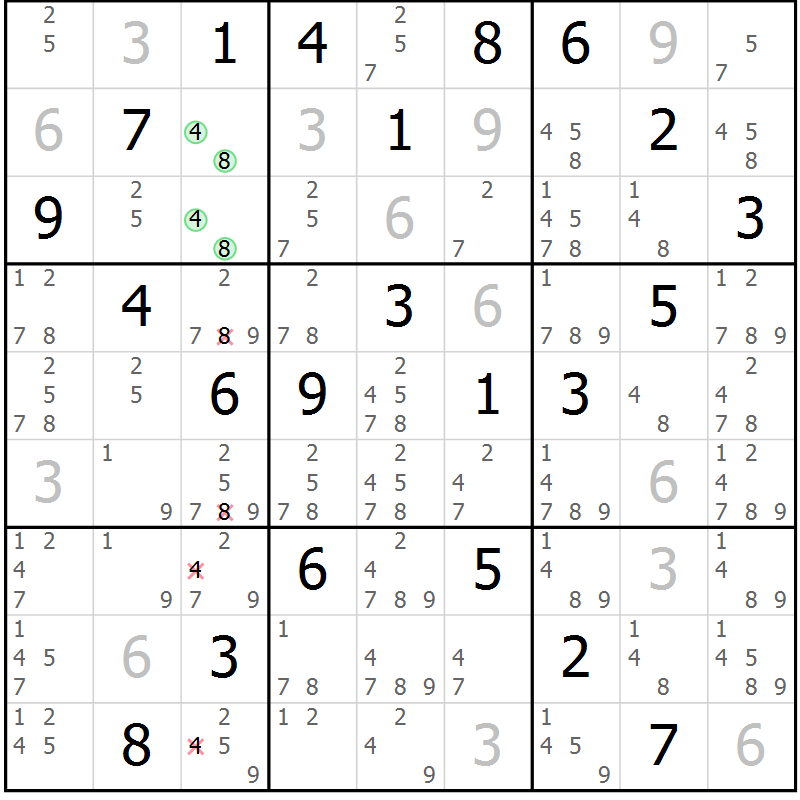 Position des candidats pour la solution de la Gr 14 page 17 du magazine de sudoku Maestro n° 103